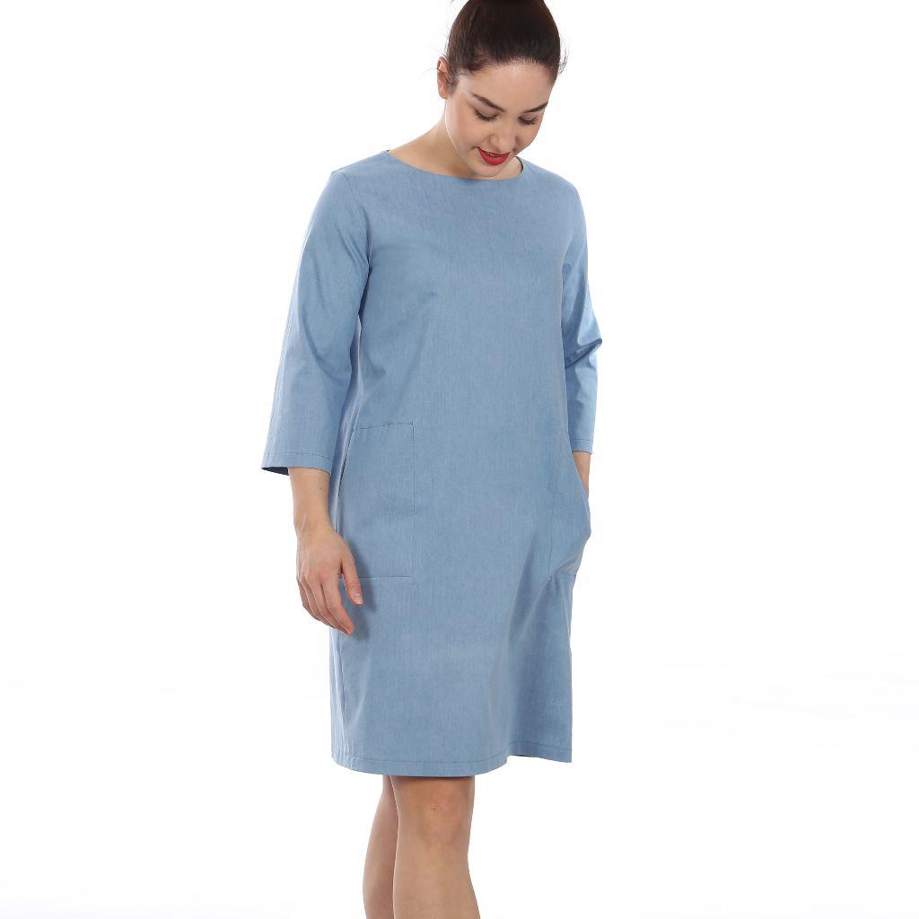 Papierschnittmuster Kleid mit Taschen Frau Yuma XS-XL